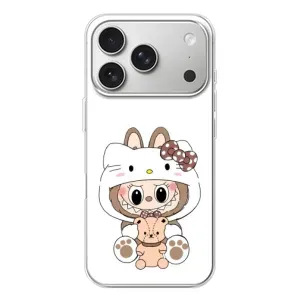 Чехол с принтом Лабубу для iPhone 17 Pro (Белый Лабубу)
