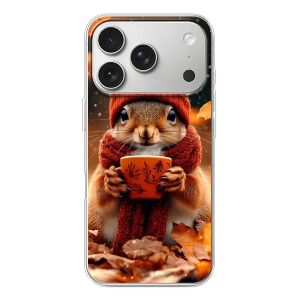 Чехол с рисунком «Белка с кофе» для iPhone 17 Pro Чехол с рисунком «Белка с кофе» для iPhone 17 Pro