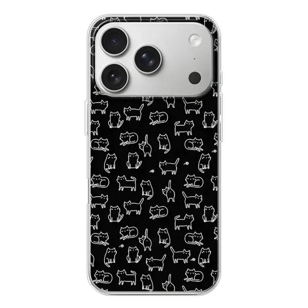 Чехол с рисунком «Котики на черном» для iPhone 17 Pro Чехол с рисунком «Котики на черном» для iPhone 17 Pro
