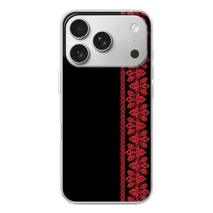 Силиконовый Чехол на iPhone 17 Pro (Красная Вышиванка)