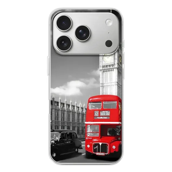 Чехол с рисунком «Красный автобус» для iPhone 17 Pro