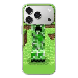 Чехлы для iPhone 17 Pro (Персонажи Майн Крафт) (Крипер 2)