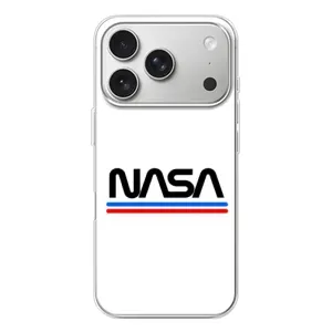 Силіконовый бампер з принтом "Наса" на iPhone 17 Pro (NASA на білому тлі)