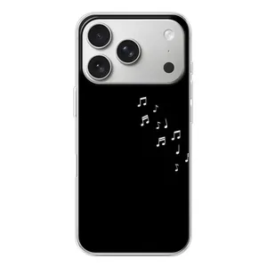 Чехол с картинками на черном фоне для iPhone 17 Pro (Ноты)