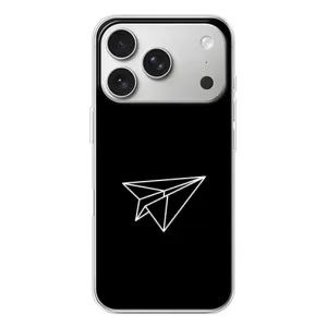 Чехол с картинками на черном фоне для iPhone 17 Pro (Самолетик)