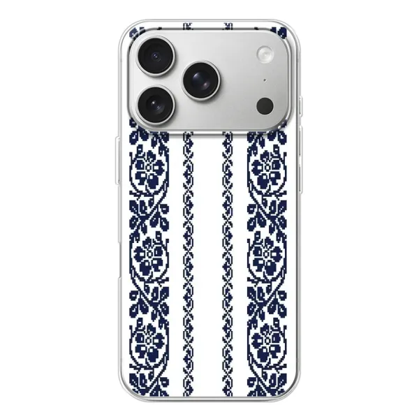 Чехол с рисунком «Синяя вышиванка» для iPhone 17 Pro Чехол с рисунком «Синяя вышиванка» для iPhone 17 Pro