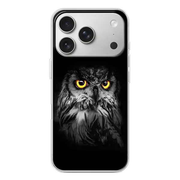Чехол с рисунком «Сова на чёрном» для iPhone 17 Pro Чехол с рисунком «Сова на чёрном» для iPhone 17 Pro