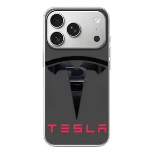 Силиконовый бампер с картинкой машины на iPhone 17 Pro (Logo TESLA)
