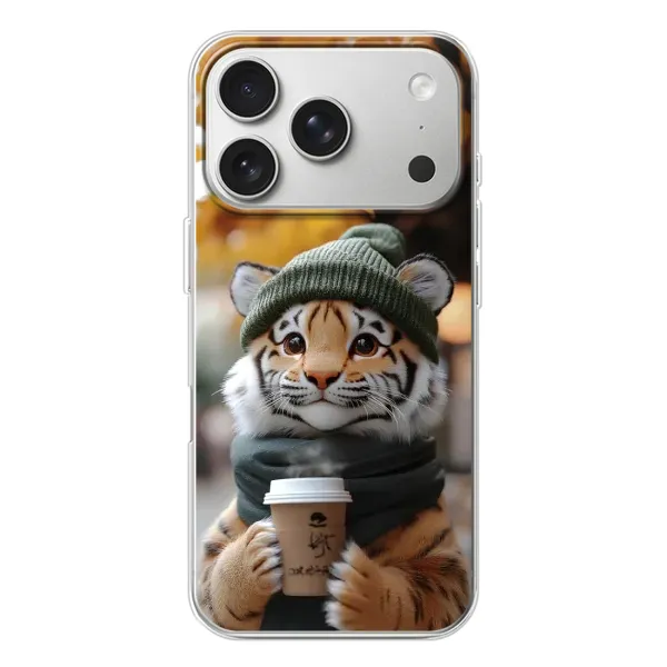Чехол с рисунком «Тигр с кофе» для iPhone 17 Pro Чехол с рисунком «Тигр с кофе» для iPhone 17 Pro