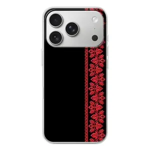Силиконовый Чехол на iPhone 17 Pro с картинкой Вышиванки (Вышиванка на черном)