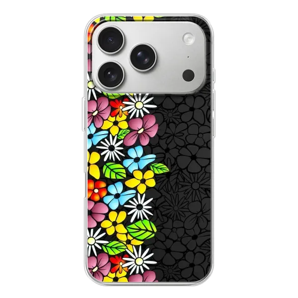 Чехол с рисунком «Яркие цветы на черном» для iPhone 17 Pro Чехол с рисунком «Яркие цветы на черном» для iPhone 17 Pro