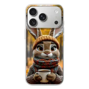 Друкований чохол 'Звірята з кавою' для iPhone 17 Pro (Зайчик з кавою)