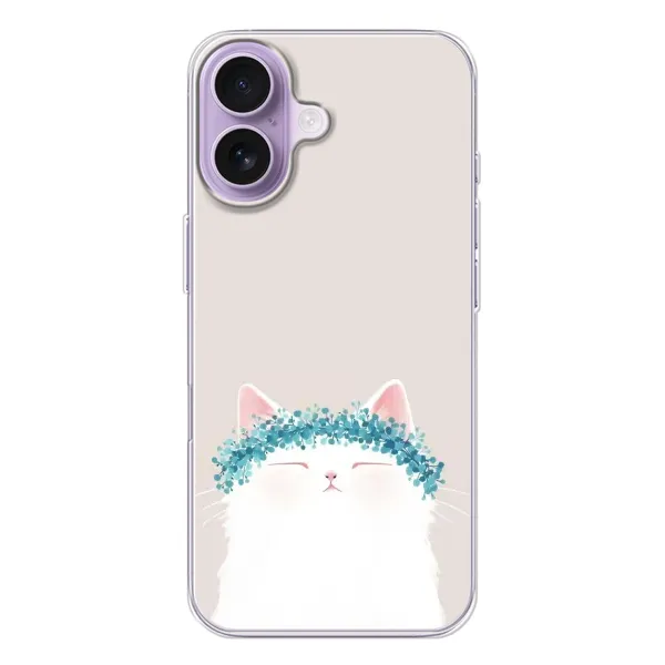 Чехол с рисунком «Белый котик» для iPhone 17