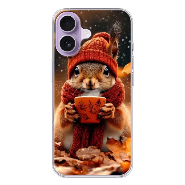 Чехол с рисунком «Белка с кофе» для iPhone 17 Чехол с рисунком «Белка с кофе» для iPhone 17