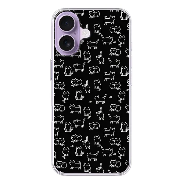 Чехол с рисунком «Котики на черном» для iPhone 17