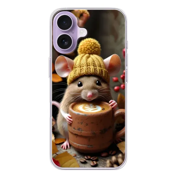 Чехол с рисунком «Мышка с кофе» для iPhone 17 Чехол с рисунком «Мышка с кофе» для iPhone 17