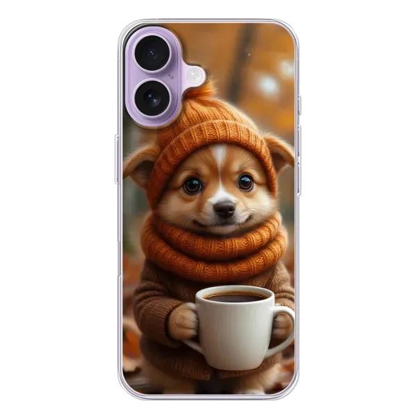 Чехол с рисунком «Собачка с кофе» для iPhone 17 Чехол с рисунком «Собачка с кофе» для iPhone 17