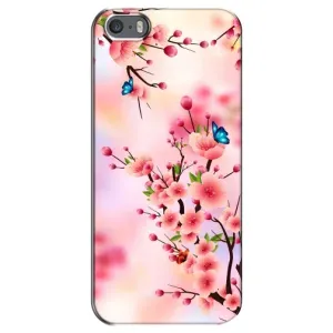 Чехол с принтом САКУРЫ на iPhone 5 / 5s / SE (Бабочки на сакуре)