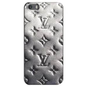 Текстурный Чехол Louis Vuitton для Айфон 5 / 5с / СЕ (Бежевый ЛВ)
