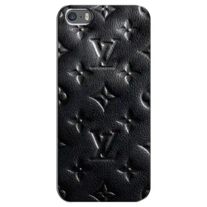 Текстурный Чехол Louis Vuitton для Айфон 5 / 5с / СЕ (Черный ЛВ)