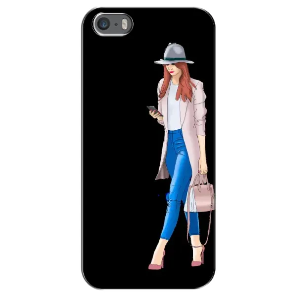 Чехол с рисунком «Девушка со смартфоном» для iPhone 5 / 5s / SE