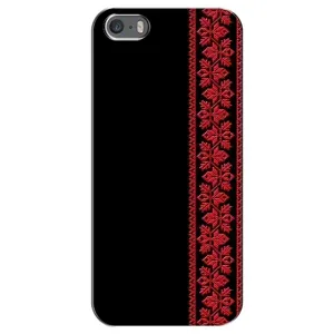 Силиконовый Чехол на iPhone 5 / 5s / SE (Красная Вышиванка)