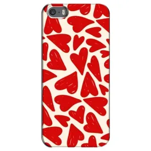 Чехлы с тематикой "Маленькие Сердечки" на iPhone 5 / 5s / SE (Красные сердечка)