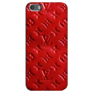 Текстурный Чехол Louis Vuitton для Айфон 5 / 5с / СЕ (Красный ЛВ)