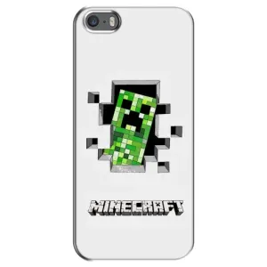 Чехлы для iPhone 5 / 5s / SE (Персонажи Майн Крафт) (Крипер)