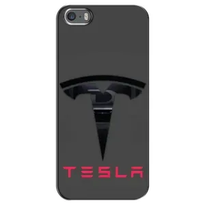 Силиконовый бампер с картинкой машины на iPhone 5 / 5s / SE (Logo TESLA)