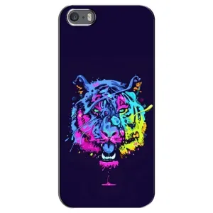 Силіконовий бампер з картинкою звірів для iPhone 5 / 5s / SE (Тигр-Арт)