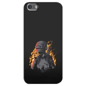 Силиконовый чехол с картинкой "Герой Pubg" на iPhone 5 / 5s / SE (В огне)
