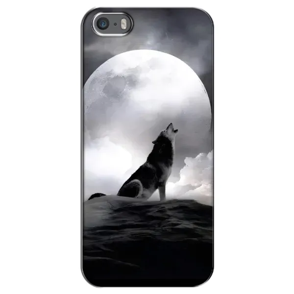 Чехол с рисунком «Волк и луна» для iPhone 5 / 5s / SE