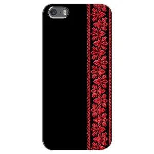 Силиконовый Чехол на iPhone 5 / 5s / SE с картинкой Вышиванки (Вышиванка на черном)