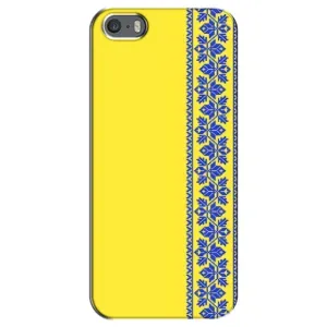 Силиконовый Чехол на iPhone 5 / 5s / SE (Вышиванка на желтом)