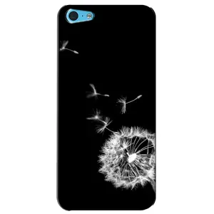 Силиконовый Чехол с одуванчиками на iPhone 5c (Одуванчик на чёрном)