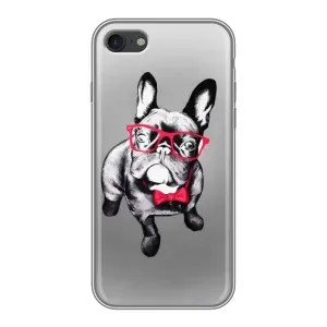 Чехол (ТПУ) Милые собачки для iPhone 6 / 6s (Бульдог в очках)