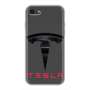 Силиконовый бампер с картинкой машины на iPhone 6 / 6s (Logo TESLA)