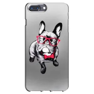 Чехол (ТПУ) Милые собачки для iPhone 7 Plus (Бульдог в очках)