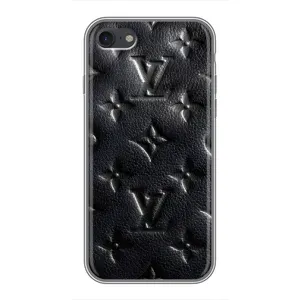 Текстурный Чехол Louis Vuitton для Айфон 7 (Черный ЛВ)