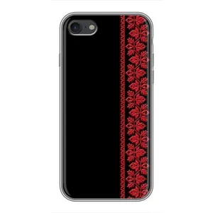 Силиконовый Чехол на iPhone 7 (Красная Вышиванка)