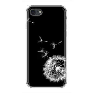 Силиконовый Чехол с одуванчиками на iPhone 7 (Одуванчик на чёрном)