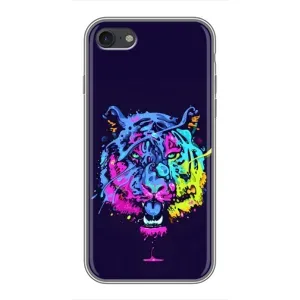 Силиконовый бампер с картинкой животных для iPhone 7 (Тигр-Арт)