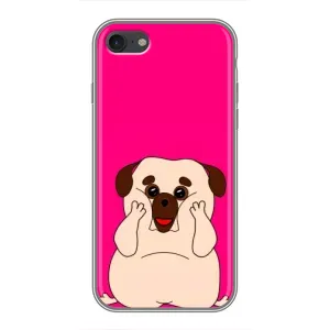 Чехол (ТПУ) Милые собачки для iPhone 7 (Веселый Мопсик)