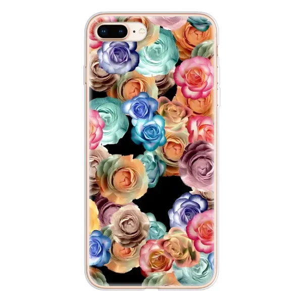 Чехол с рисунком «Цветы на черном» для iPhone 8 Plus