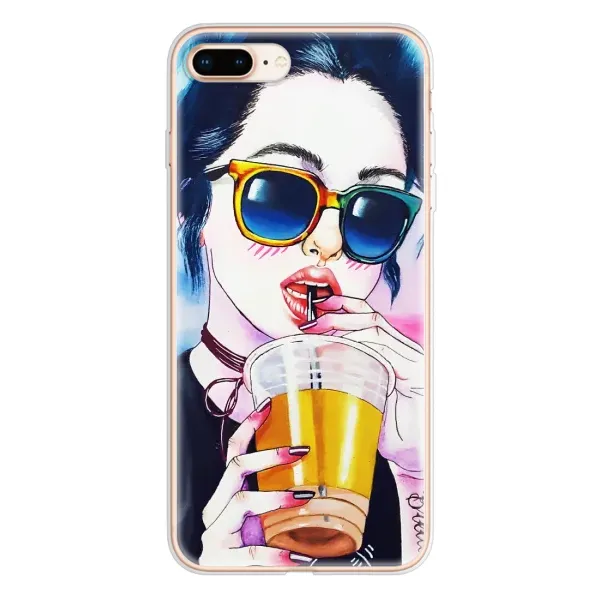 Чехол с рисунком «Девушка с коктейлем» для iPhone 8 Plus Чехол с рисунком «Девушка с коктейлем» для iPhone 8 Plus