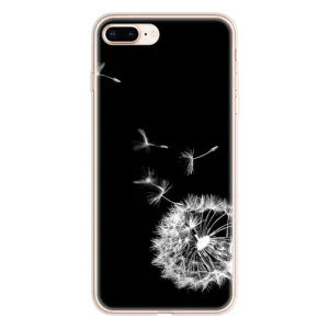 Силиконовый Чехол с одуванчиками на iPhone 8 Plus (Одуванчик на чёрном)