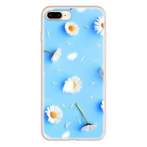 Чехол с Цветами для iPhone 8 Plus (ромашки на голубом)