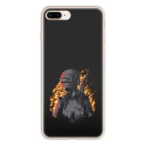 Силиконовый чехол с картинкой "Герой Pubg" на iPhone 8 Plus (В огне)