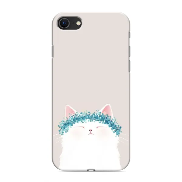 Чехол с рисунком «Белый котик» для iPhone SE (2020)